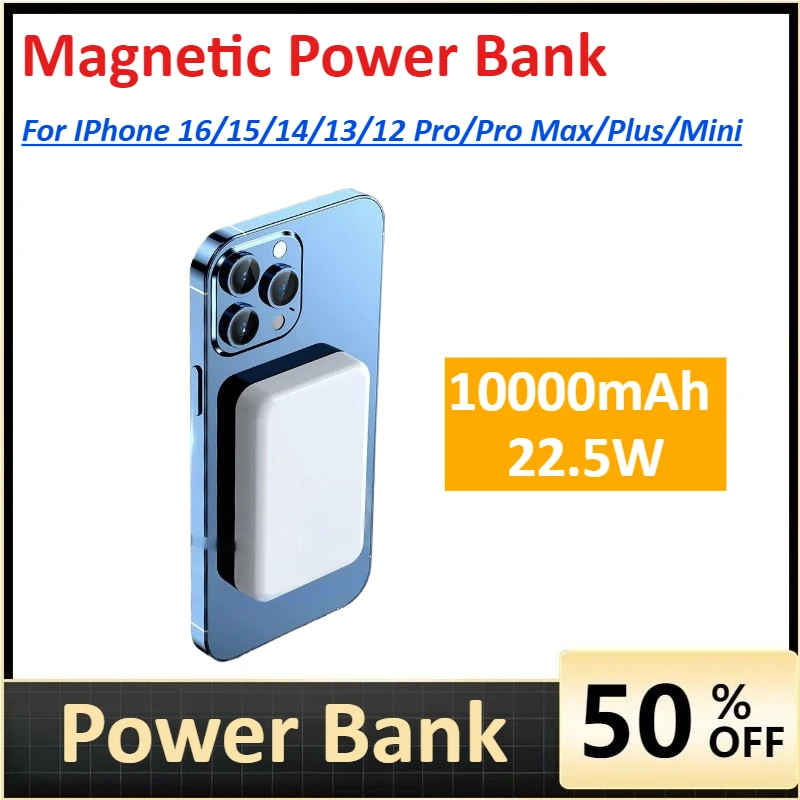 

10000mAh 20W Fast Charging Magnetic Power Bank Portable for IPhone 16/15/14/13/12 Pro/Pro Max/Plus/Mini Wireless Charger