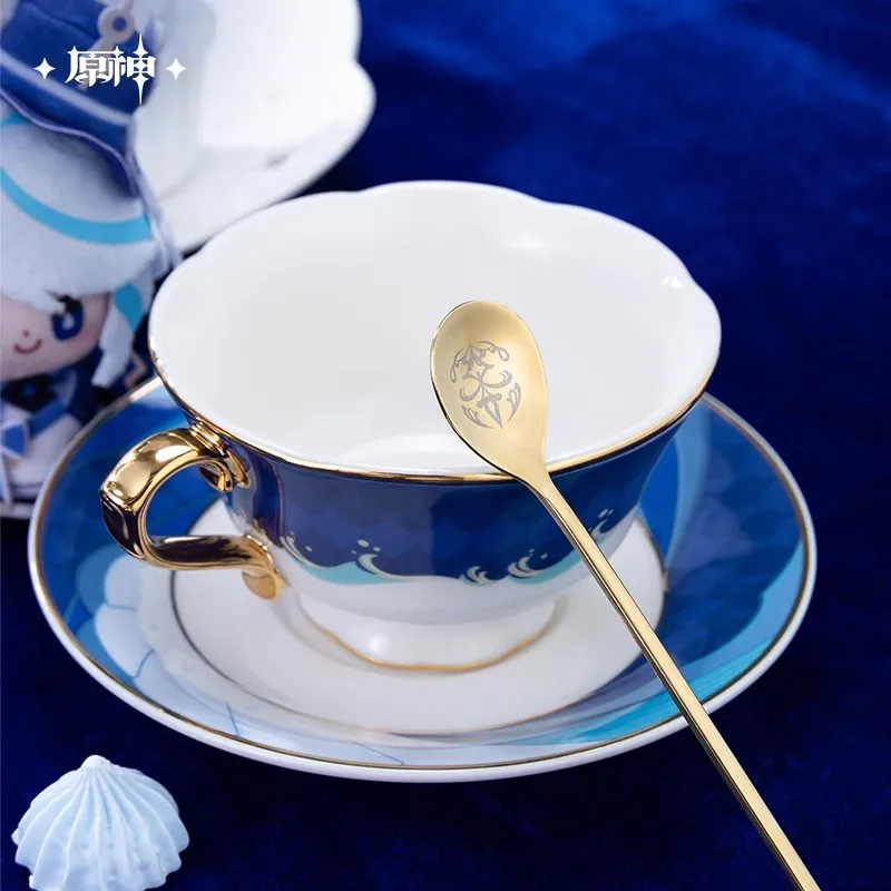 [Genuine] Furina Official Afternoon Tea Cup & Saucer Set Game Genshin Impact Tabletop Tea Set Accessories Halloween Gifts