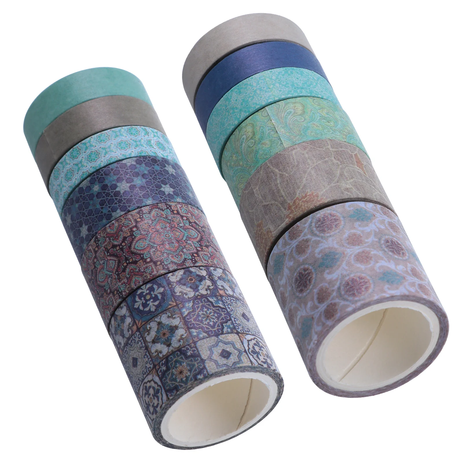 

12Pcs Vintage Hand Account Adhesive Tape Wide Decoration Use Washi Set Clear Patterns DIY Craft Decorative Tape