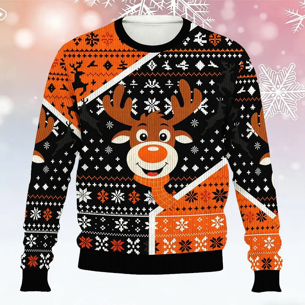 مضحك عيد الميلاد الرنة سترة قبيحة منسوجة الرنة الحزب بطاقات الثلج نمط سترة الموضة الرجال النساء عطلة الحزب جيرسي