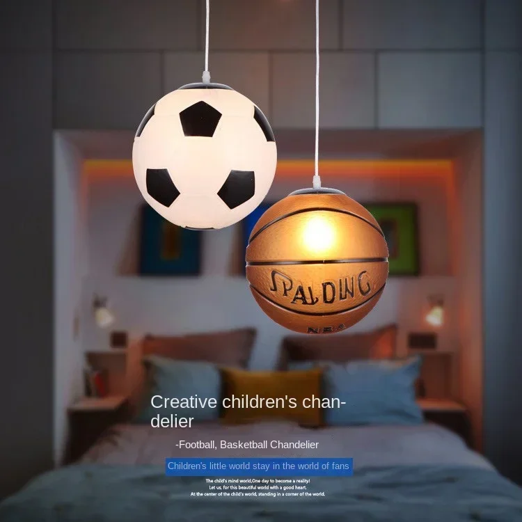 Soccer Ball LED Ceiling Lights E27 Football Bar Ceiling Lamp Creative Kids Boy's Bedroom Decoration Light Chandelier (NO bulbs)