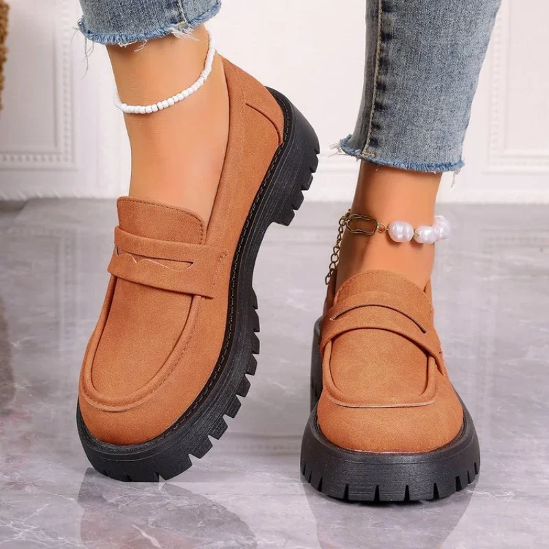 2024 The New Pink Platform Shoes Khaki Casual Thick Bottom Women Loafers Fashion Purple Casual Women Shoes Zapatos De Mujer