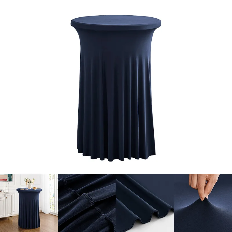 Ronde Hoge Top Stretch Spandex Cocktail Tafelkleden met Rok Rimpelvrije Cocktail Tafelkleed voor Bruiloft Banket JT443