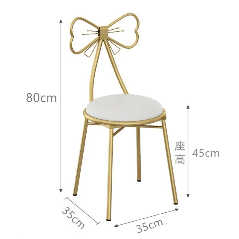 Moderno e simples cristal borboleta Dressing Table Stool, Casa e cadeira de bar, Cadeira traseira e bar, Elegante e destacável, Net Red