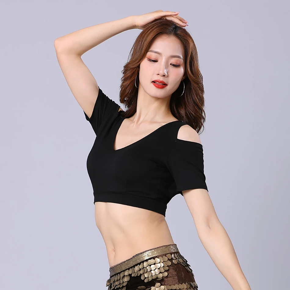 Accesorios de Danza del Vientre, Traje de Danza Tribal ATS, Choli con Cuello en V, Choli sin Espalda, Top de Manga Corta de Modal y Algodón