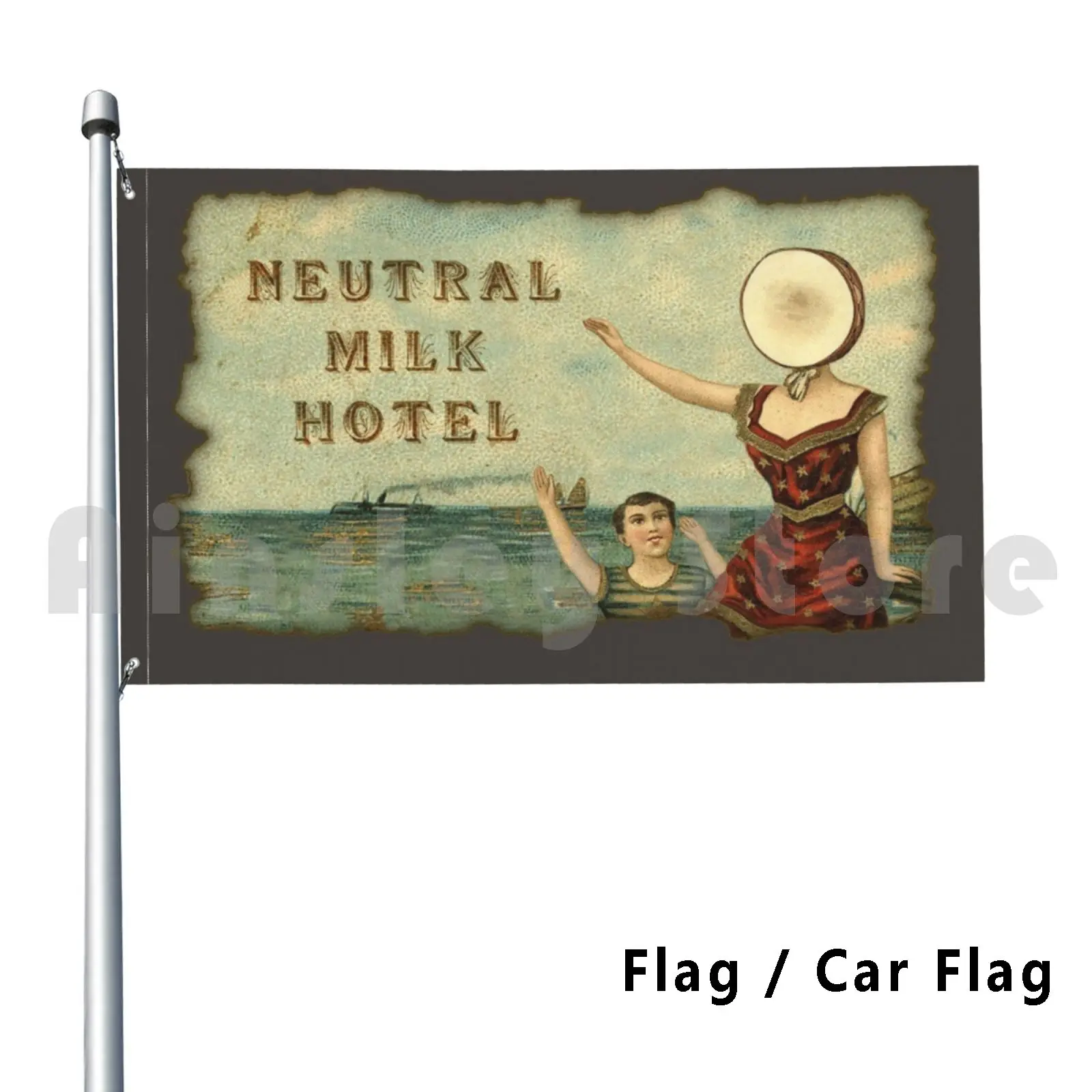 Neutral Milk Hotel Outdoor Decor Flag Car Flag Neutral Milk Hotel In The Aeroplane Over The Sea Jeff Mangum Airplane