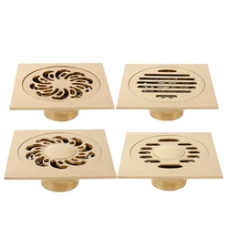 1pc Square 4inch Copper Brushed Floor Drain Bathroom Washing Machine Floor Drain Shower Floor Drainer