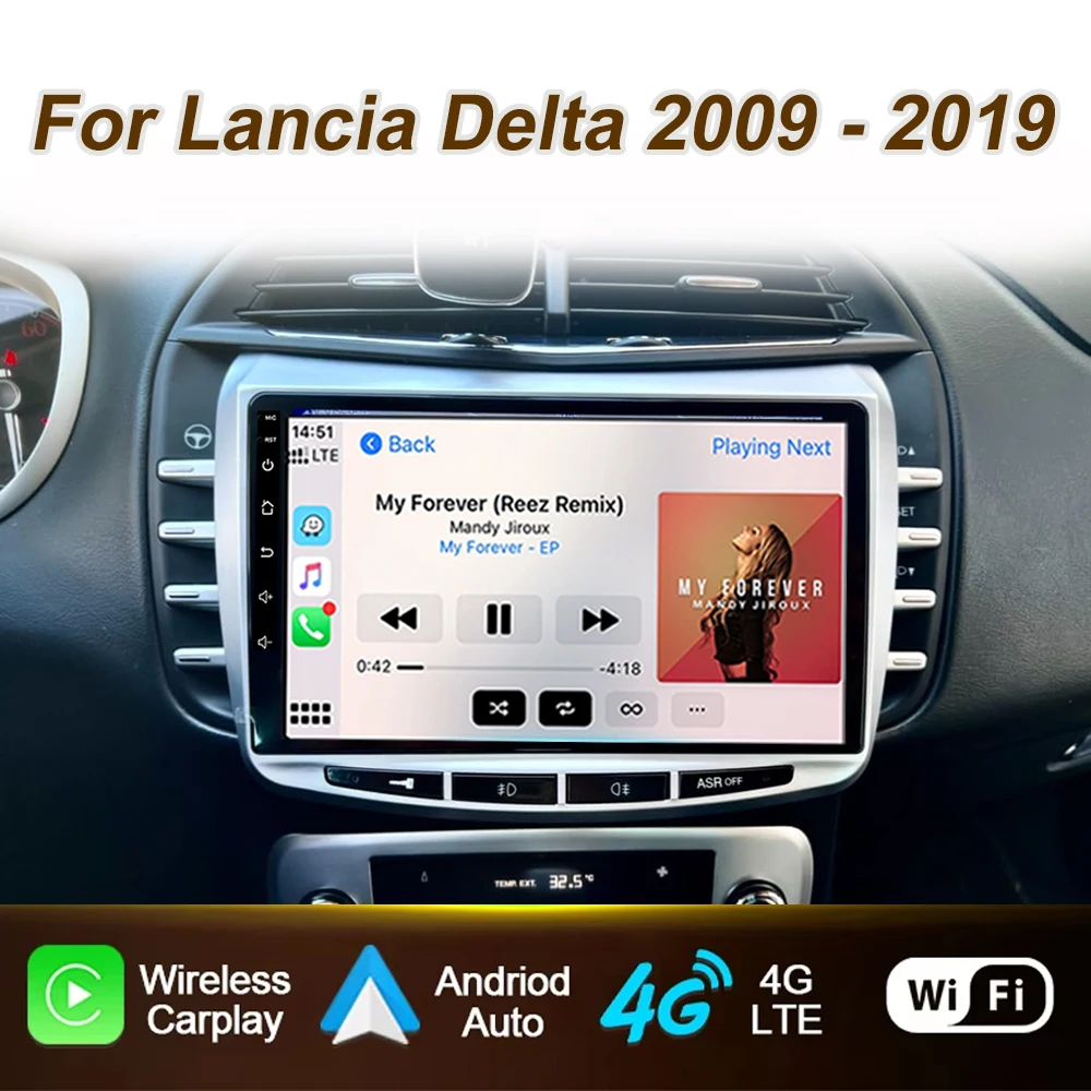 Android 16 For Lancia Delta 2009 - 2019 Car Radio Screen Carplay Stereo Player Multimedia GPS Navigation BT 5G Wifi 8 Core DSP