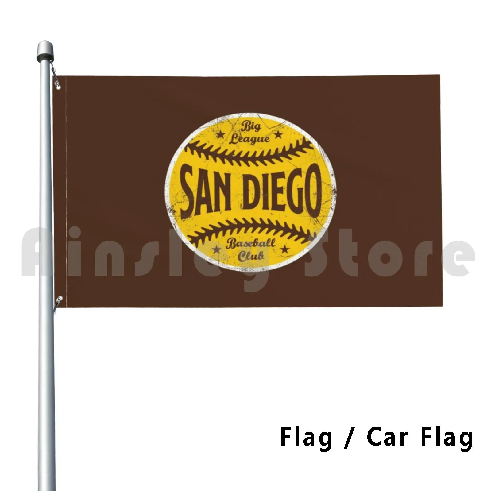 San Diego Retro Big League Baseball-Brown Outdoor Decor Flag Car Flag Padres Vintage Retro