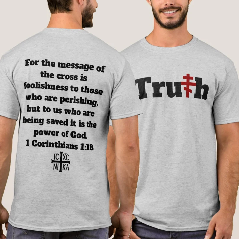 Byzantine Cross 1 Cor. 1:18 ICXC NIKA Orthodox Truth T-Shirt 100% Cotton O-Neck Short Sleeve Casual Mens T-shirt Size S-3XL