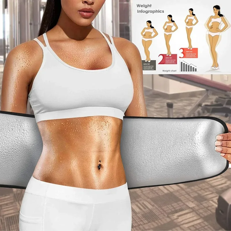 MrifDila Adjustable Sauna Belt With Pocket High Stretchy Silver Fabric Sweating Waist Trainer Slimming Belly Weight Loss Belts