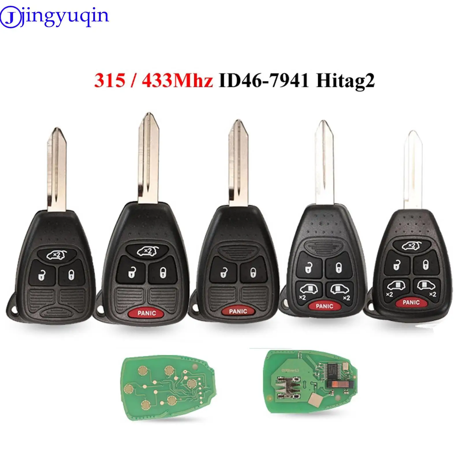 Jingyuqin 315/433 MHz ID46 Fernbedienung Autoschlüssel Sender für Dodge RAM JEEP Commander Compass Grand Cherokee Liberty Wrangler Chrysler