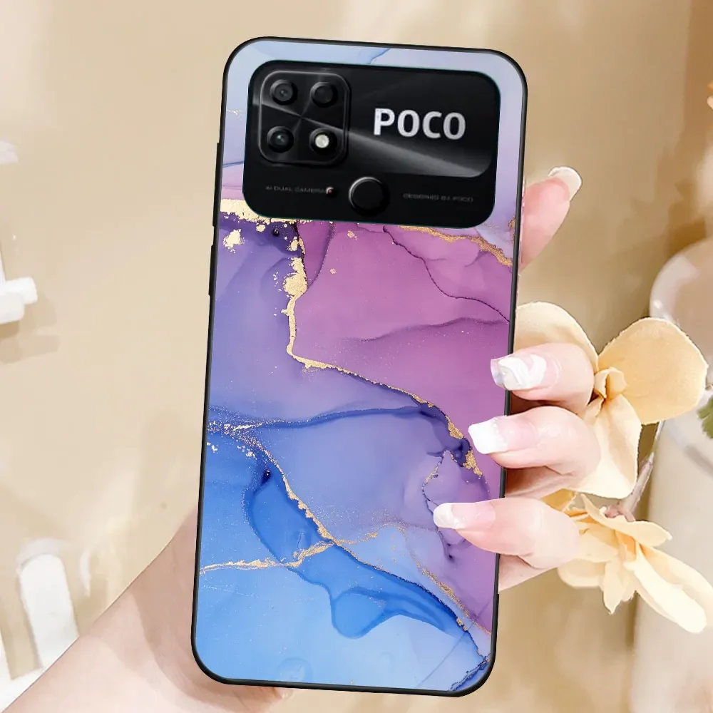 Case For Xiaomi Poco C40 Coque TPU Soft Silicone Fashion Phone Funda For Xiaomi POCO C40 c40 Case Bumper Back Cover Capa Marble