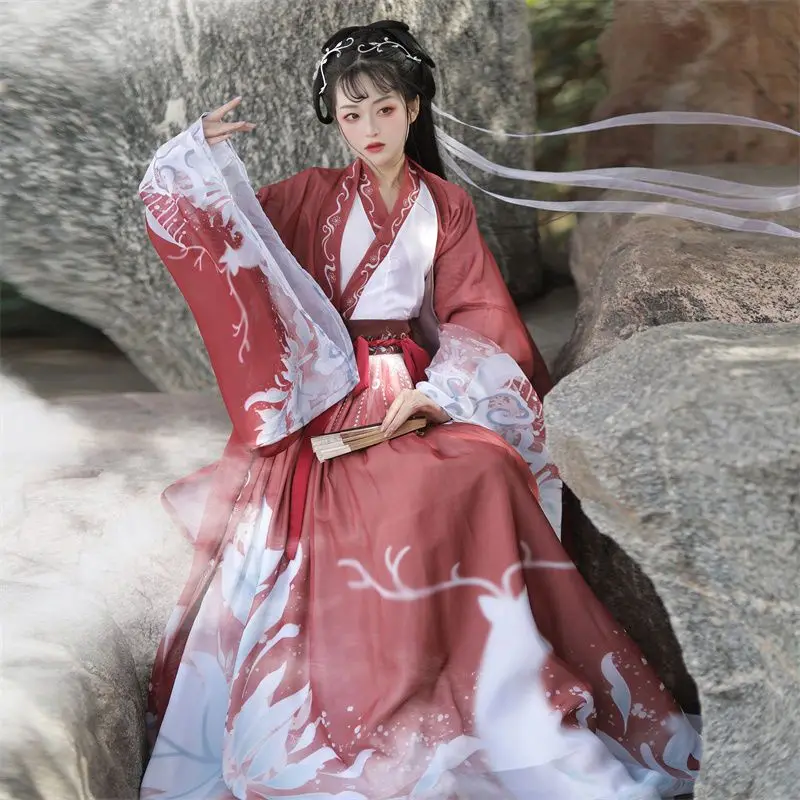 2025 Original Hanfu 3Pcs Ancient Chinese Costume Women Clothes Traditional Hanfu Dance Costumes Folk Fairy Dress For Graduation