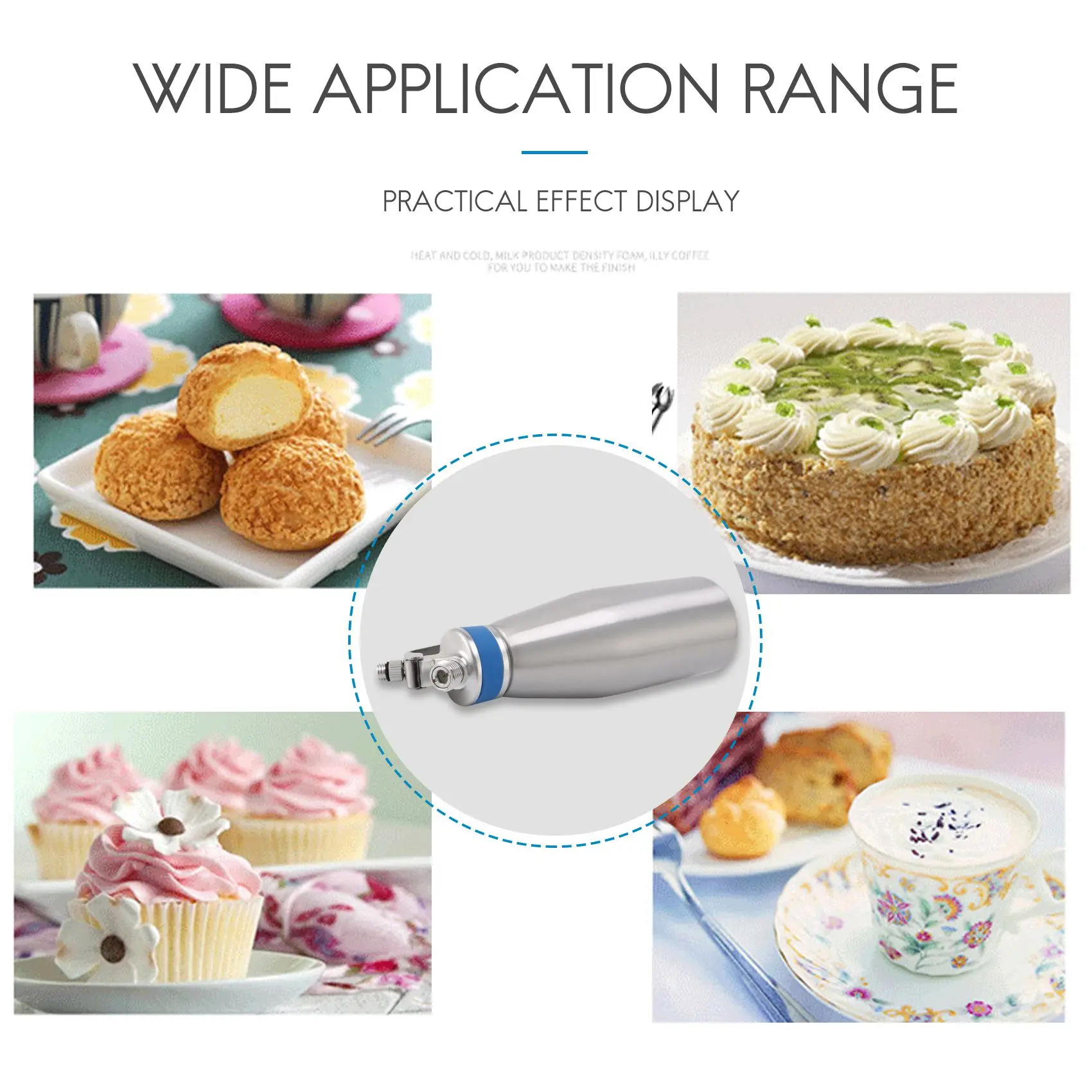 Whipped Cream Dispenser Cream Foaming Agent 1000Ml Handheld Whipping Cream Maker with 3 Stainless Steel Tips