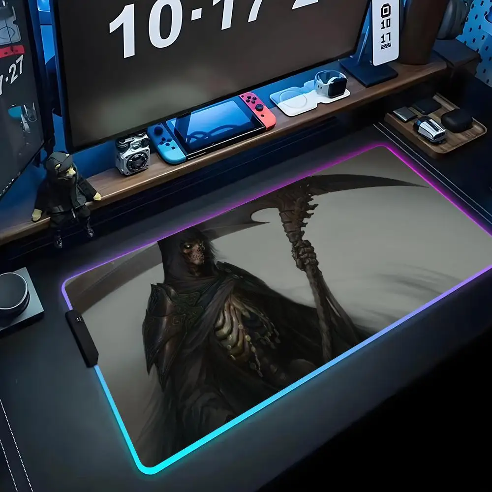 

Ghost Grim Reaper Mouse Pad RGB Gaming Mousepad Big LED Pad PC Desk Mat Luminous Mouse Pad Large Keyboard Mats Table Rug With