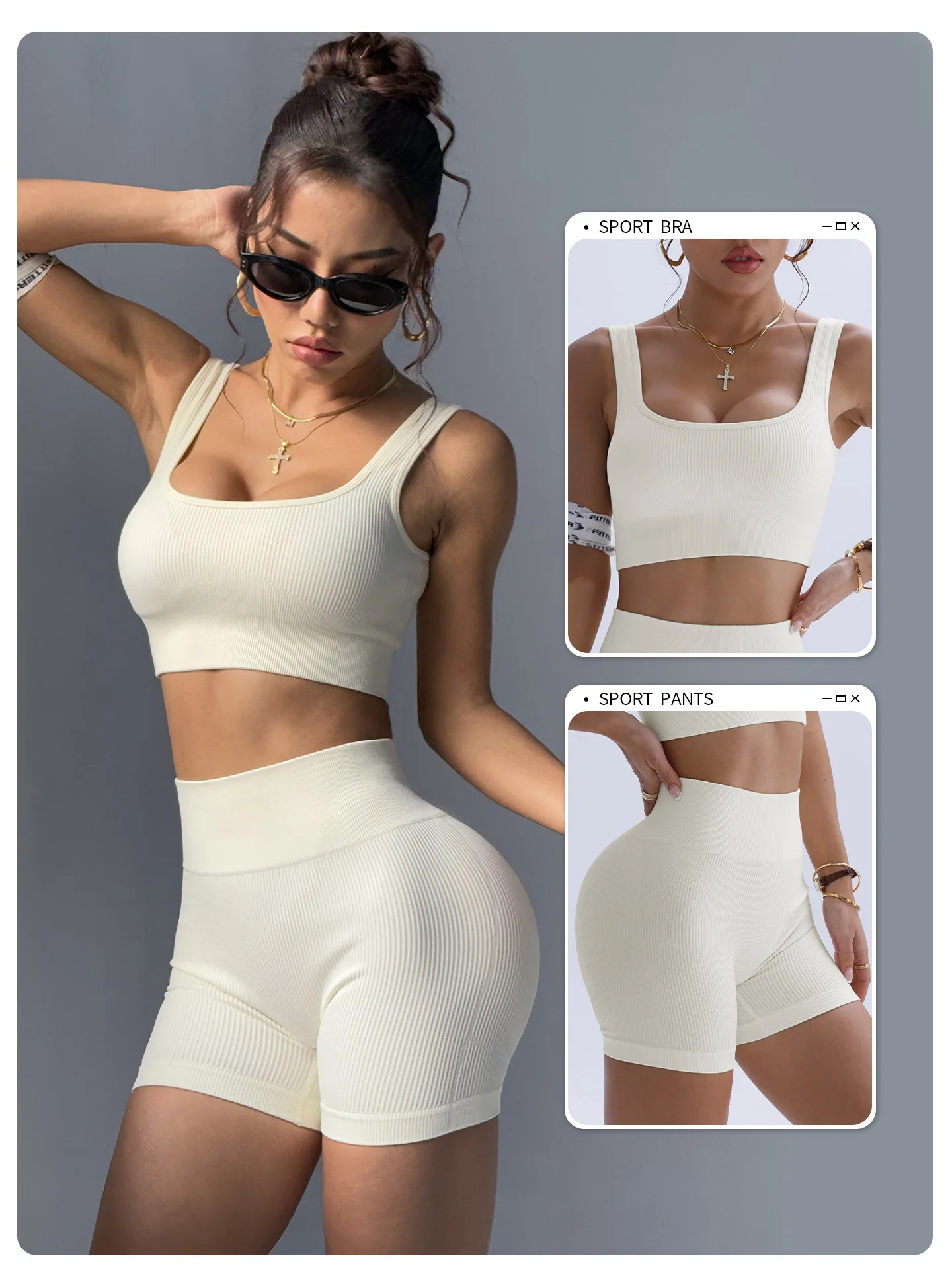 Women's 2-Piece Activewear Set - High-Impact Bounce Control Bra & High-Rise Tummy Control Leggings - Running Yoga Gym Outfit