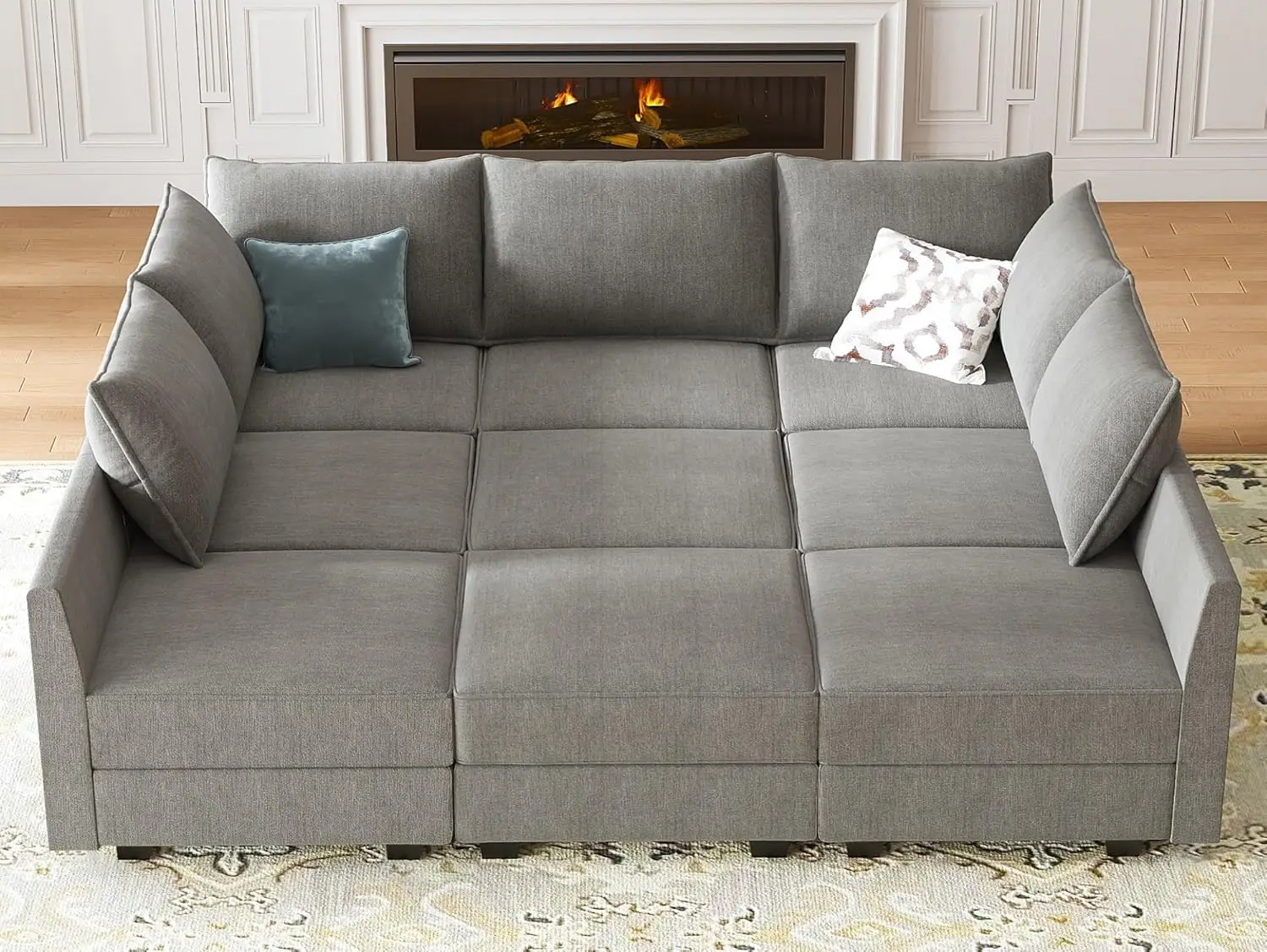 Modular Sectional Sofa with Storage Sleeper Sectional Sofa Modular Sectional Couch for Living Room Grey Flexible Combination