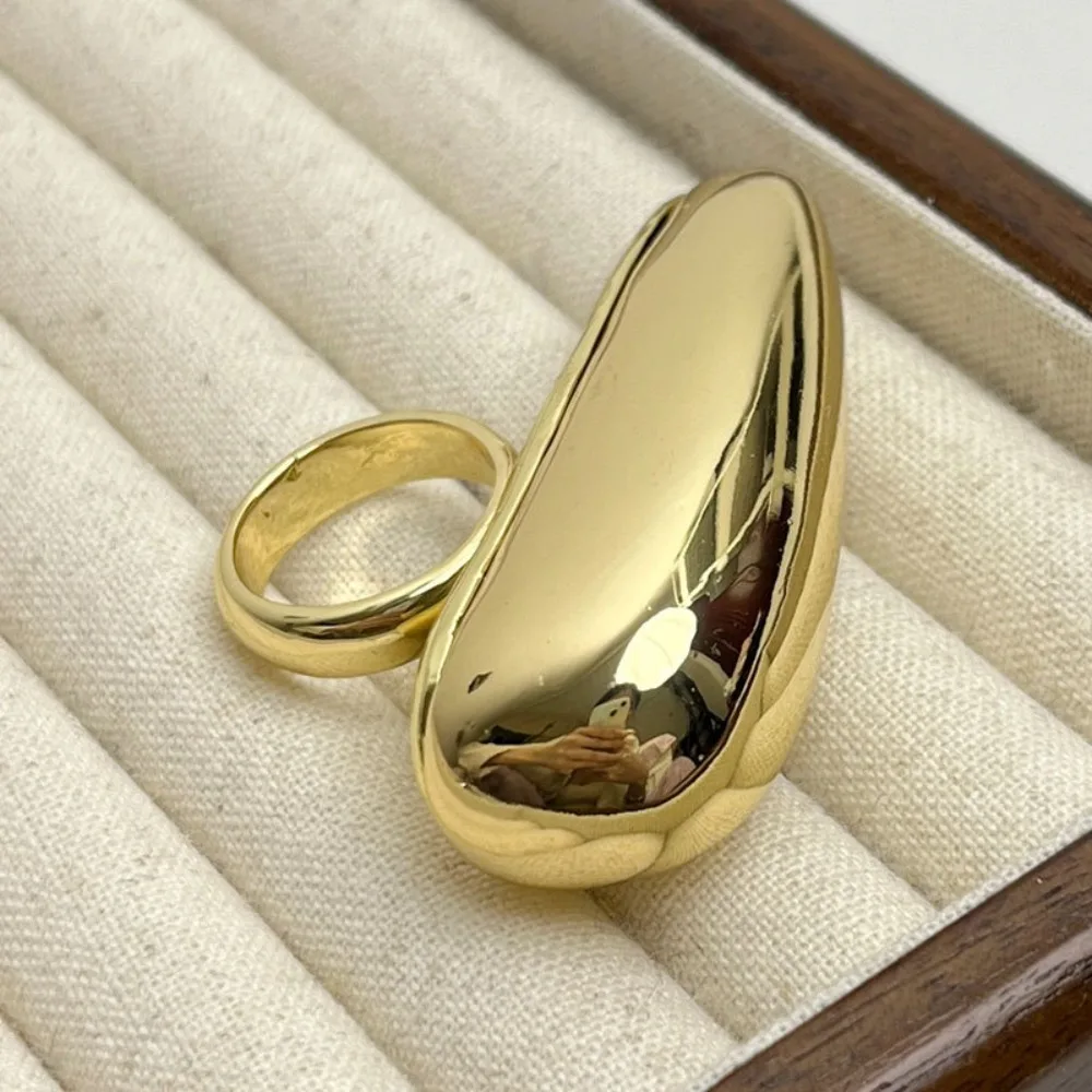 Exaggerated Geometric Gold Sliver Color Large Water Drop Ring Big Luxury Punk Vintage Jewelry 2024 New Trend for Women
