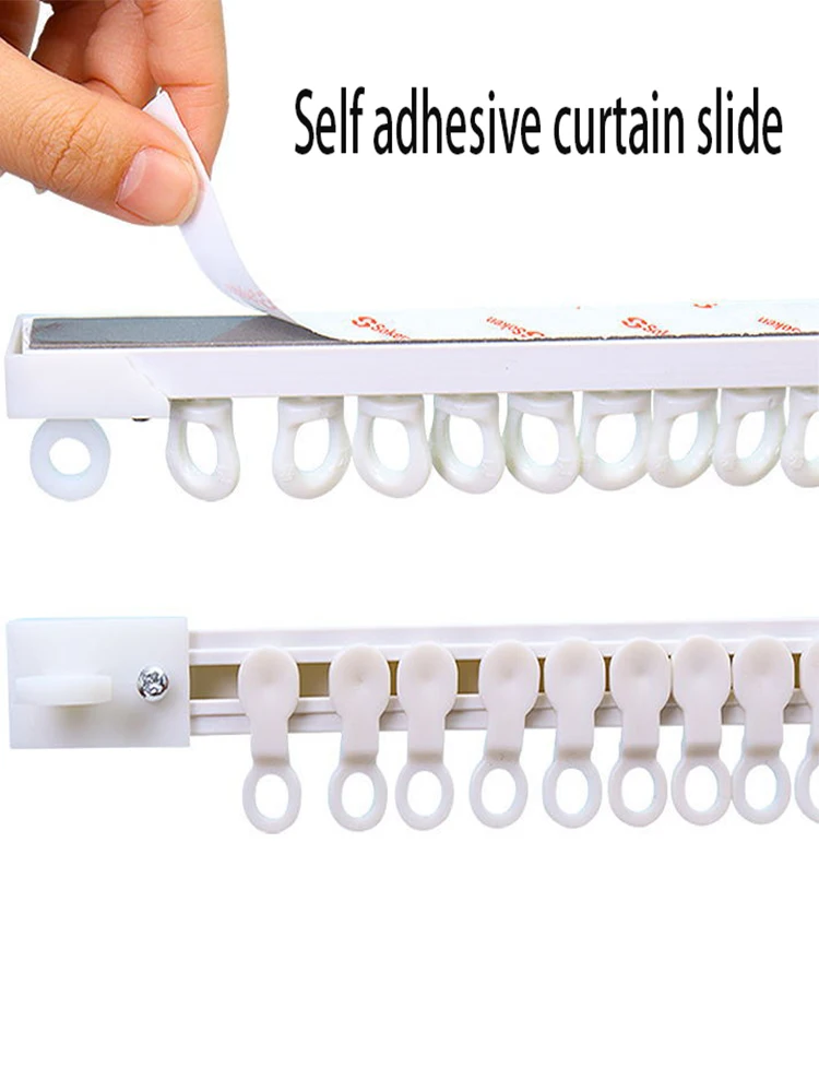 Selbstklebende Vorhang-Gleitschiene ohne Stanzen, Nano Silent Track, oben montiertes, seitlich montiertes Zubehör für die Fensterdekoration zu Hause – Detail 1
