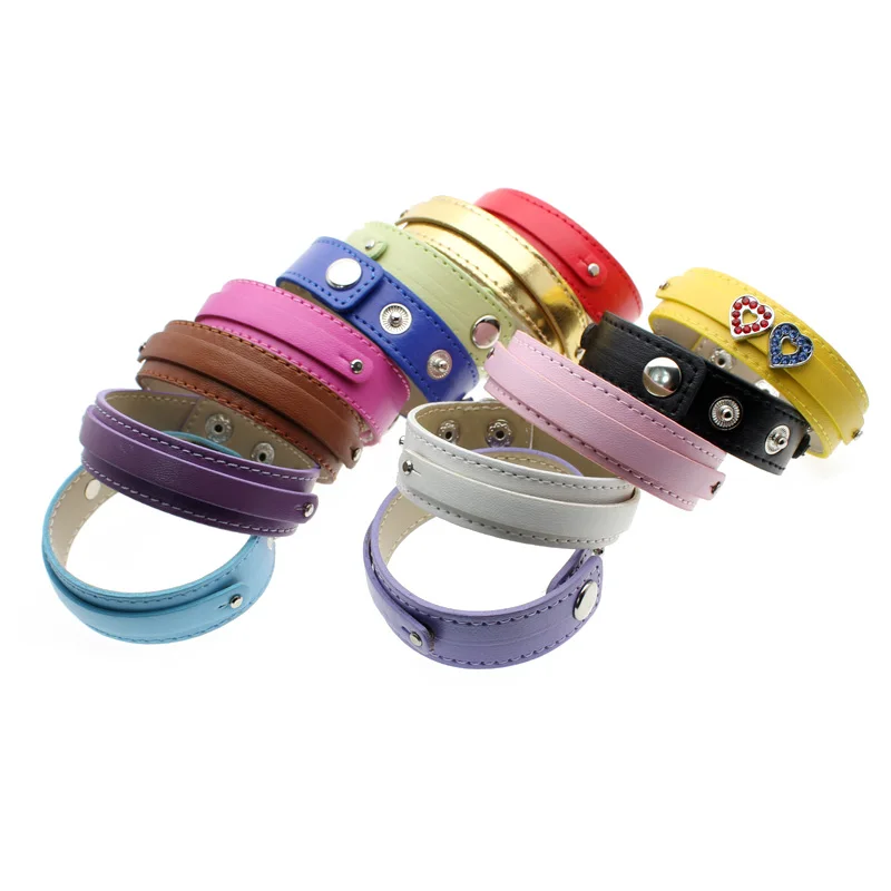 

100pcs/lot 18x210mm Copy Leather Bracelet Snap Wristband with 8mm slide bar Fit For 8mm DIY charm Letters