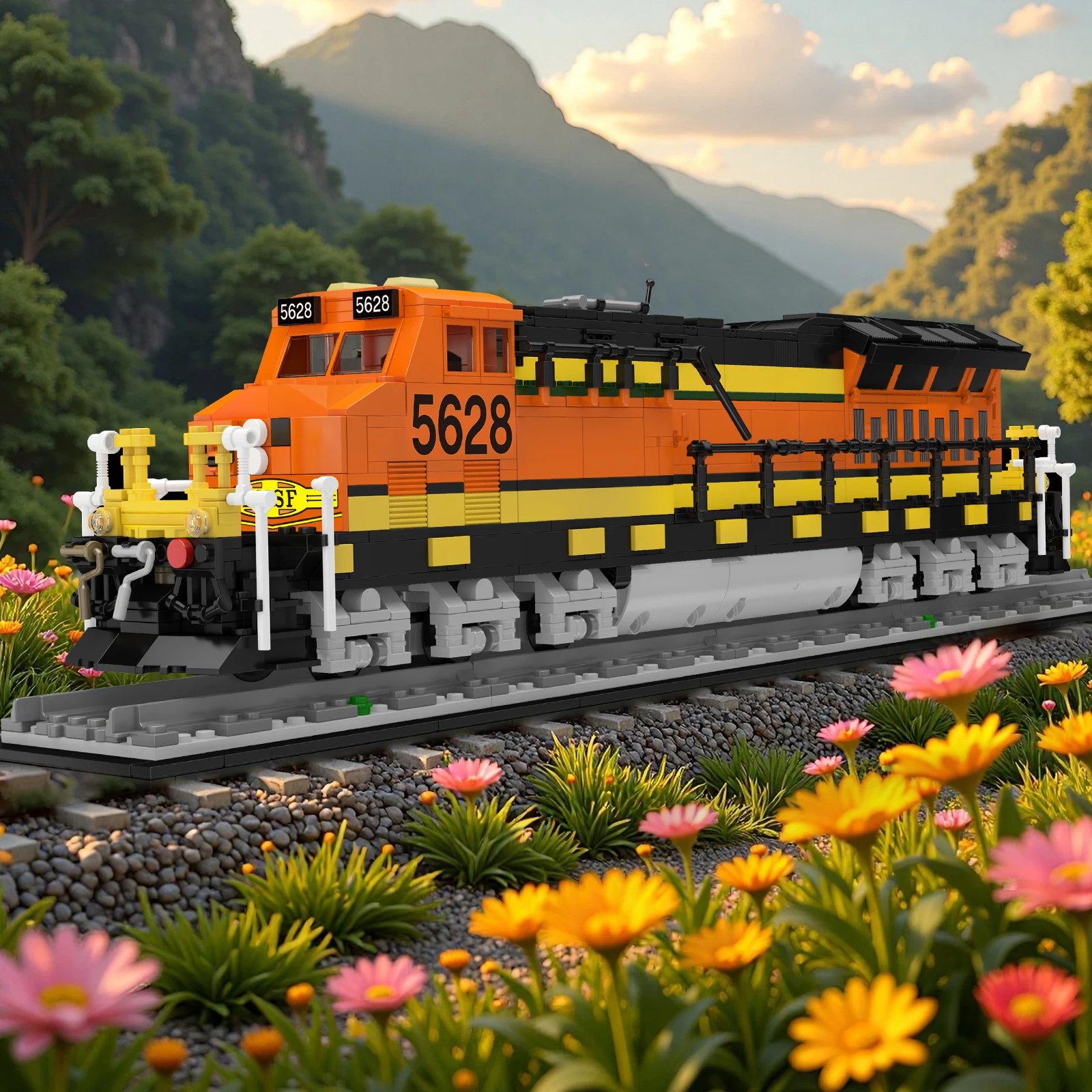 

12041 BNSF Локомотив с управлением через приложение, строительные блоки, 1362 шт., модель поезда для детей и взрослых