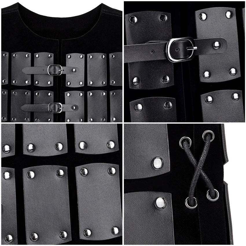 Gilet Steampunk gothique médiéval pour Halloween, en cuir Pu, chevalier Viking guerrier, armure Vintage, accessoires, Costume de Cosplay, nouvelle collection 2025