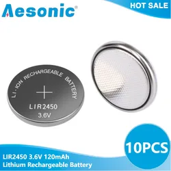 10PCS LIR2450 3.6V 120mAh Lithium Rechargeable Battery Button Cell for Watch Calculators Clock Computers Remote Control Toy