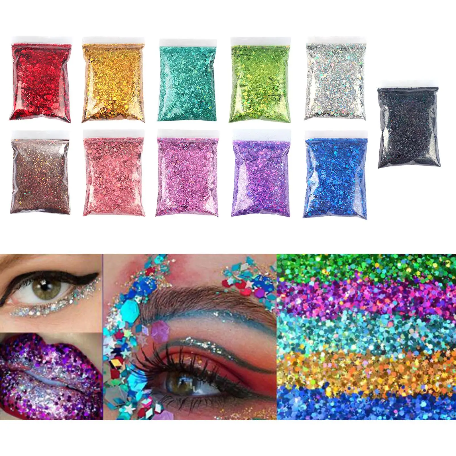 1Bag 50g Iridescent Nail Glitter Sequins Paillette 3D DIY Nail Art Decor