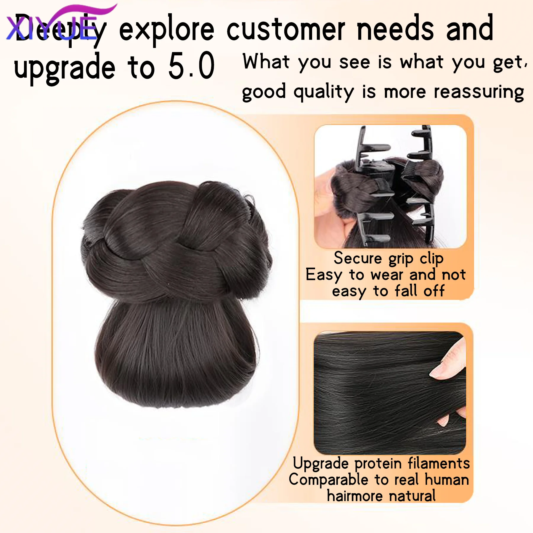 تصفيفة الشعر الاصطناعية مع مشبك مخلب وصلات شعر ذيل الحصان مع رأس توجيه أنيق وطبيعي للنساء #3