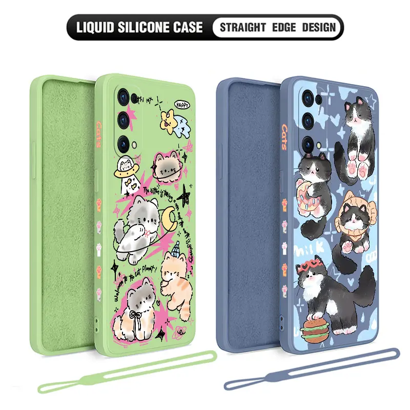 

Cute Cartoon Cats Case For OPPO Realme 11 10 9 9i 8 8i 7 7i 6 Pro Plus C31 C35 C1 C11 C12 C15 C20 C21Y C25 C25S Cover