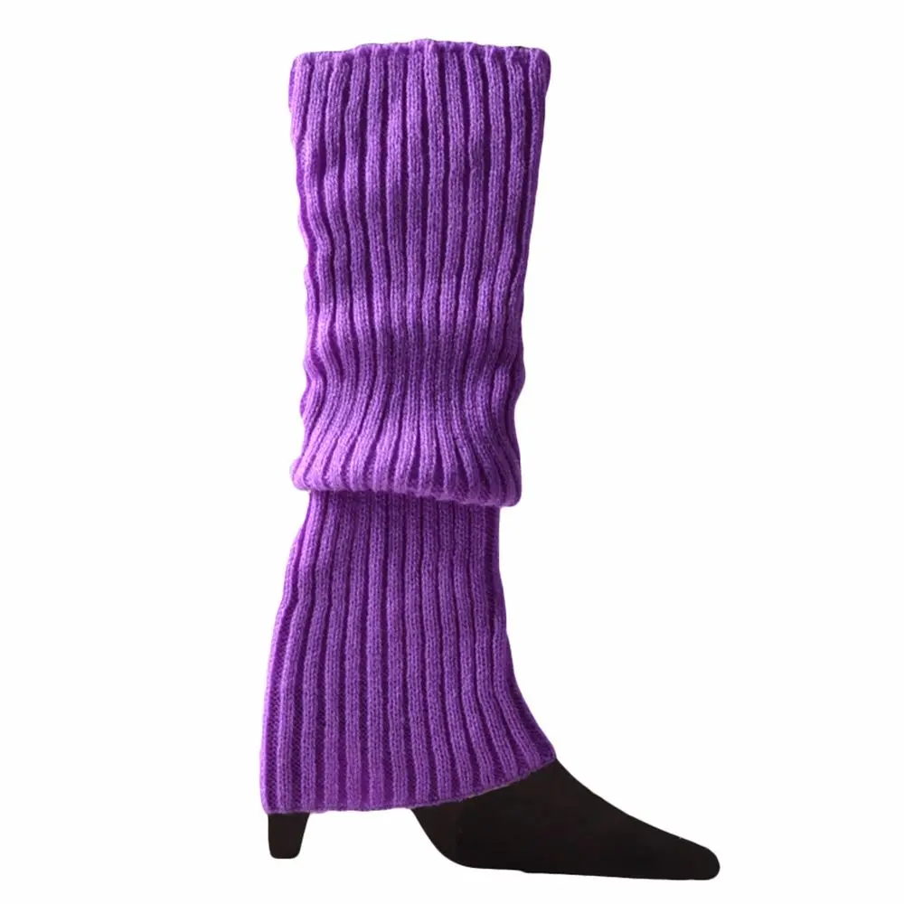 Autumn Candy Color Halloween Costume Accessories Knee Protection Women Hosiery Knitted Socks Wool Leg Warmers Foot Cover