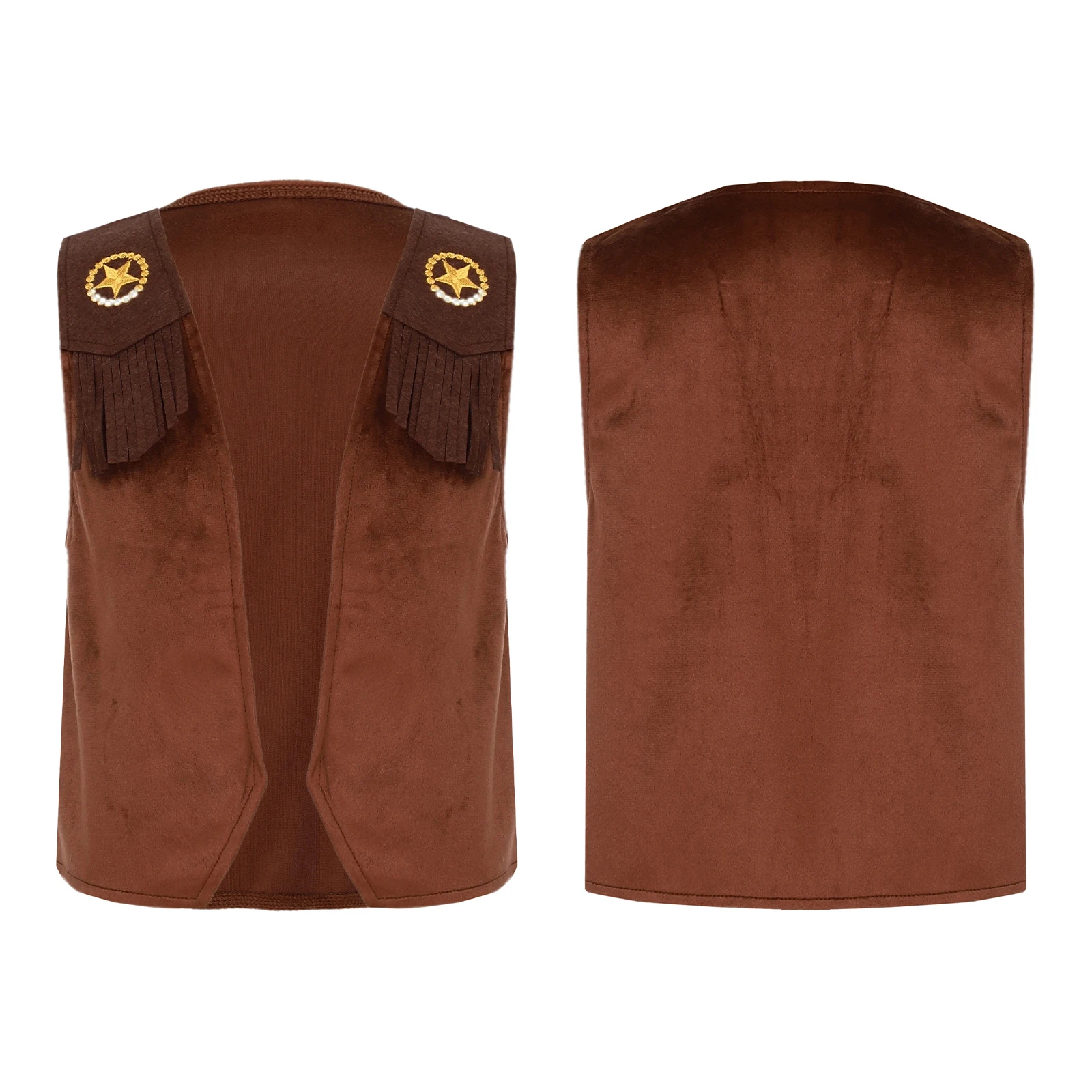 

2-12Yrs Boys Girls Halloween Western Cowboy Cowgirl Vest Tassel Faux Suede Waistcoat Theme Party Carnival Hippie Cosplay Costume