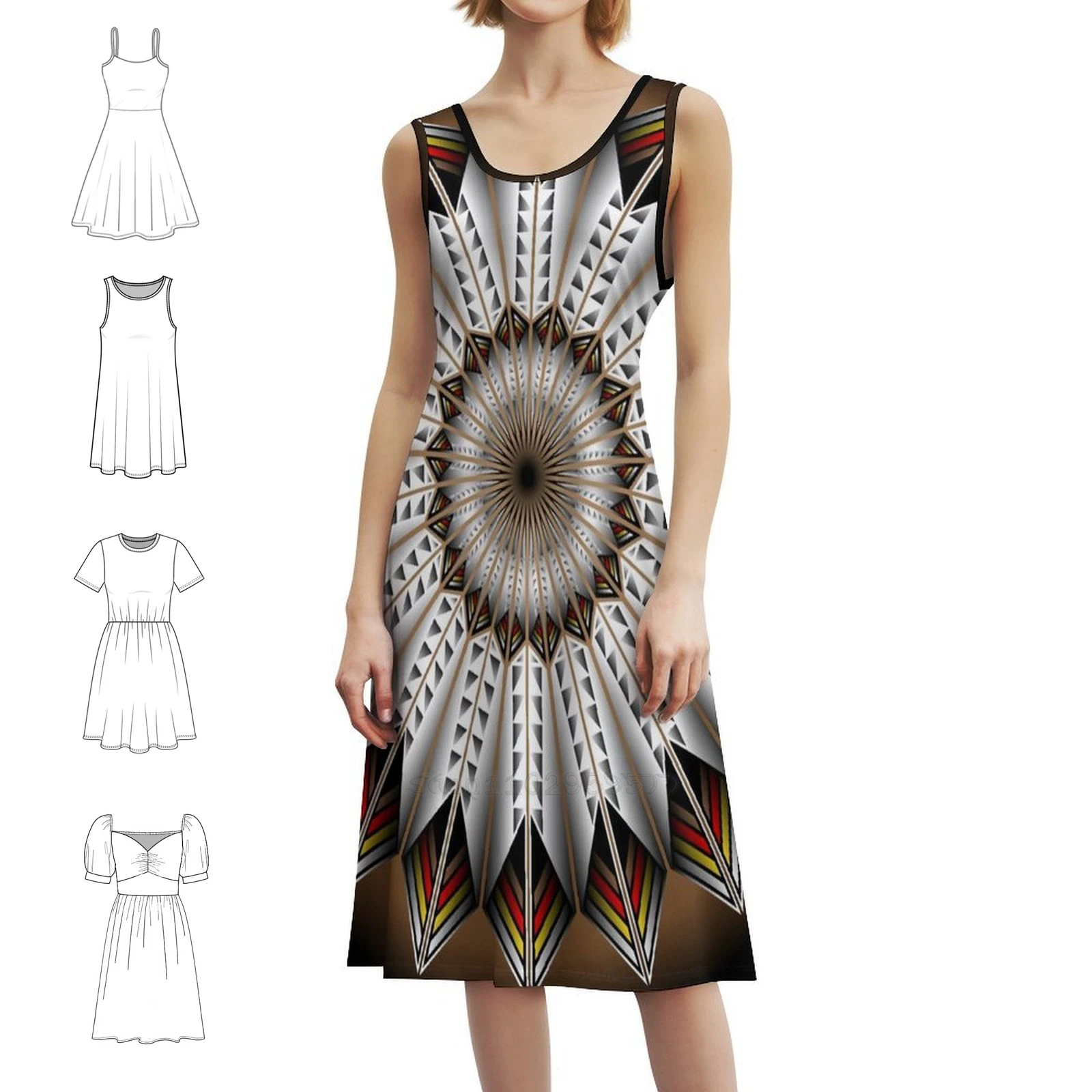 فستان بتصميم ريش أصلي على شكل قلب فستان أنيق للحفلات الصيفية للنساء على شكل نسر ميلفين بيرد لاكوتا سيركل طبيعي #1