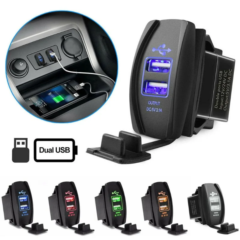 شاحن هاتف USB مزدوج المنفذ 3.1A سريع سريع الشحن على محول شاحن قارب شاحنة دراجة نارية آيفون XR 11 سامسونج