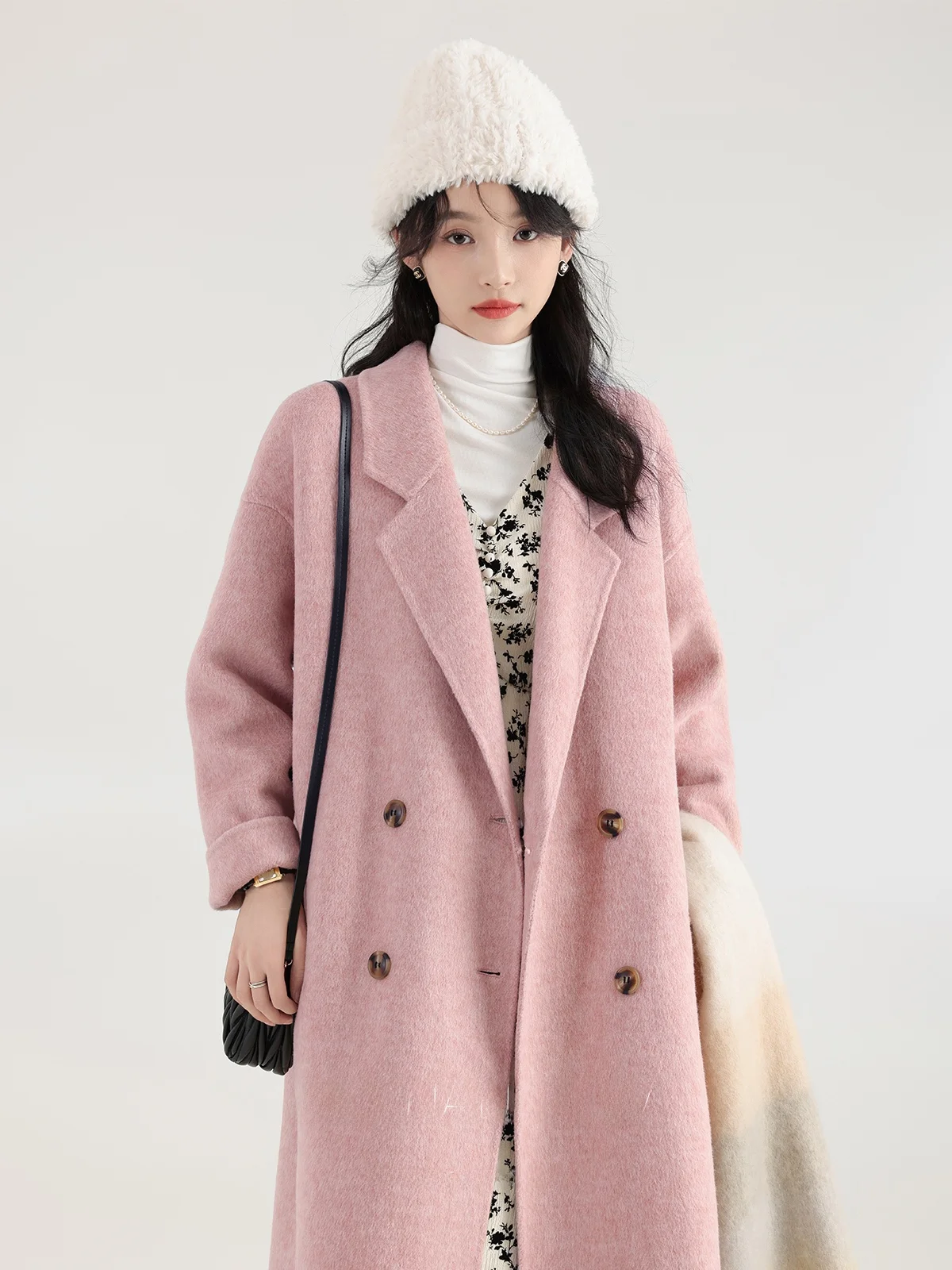 

Одноместное двустороннее шерстяное пальто Ele Stberry Ladylike Princ Sle, длинное пальто средней длины с воротником-стойкой