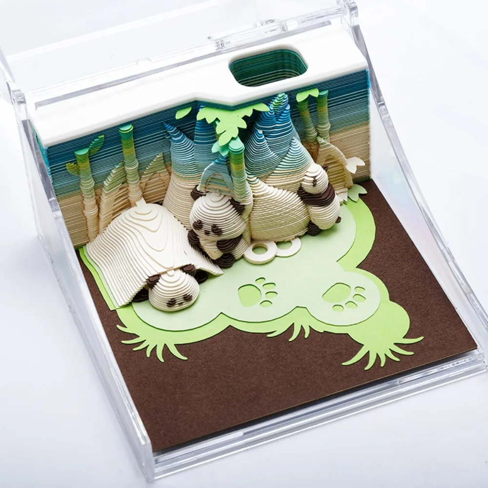 Chengdu Panda Cultural creativo 3D papel estéreo tallado nota adhesiva Panda Paradise modelo decoración de escritorio