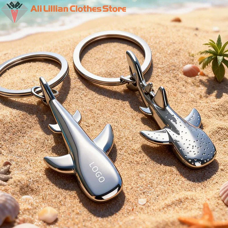 -New Sale.Metal Mini Whale‑Shark Keychain Creative Pendant Car Key Ring Bag Charm Gift Accessory