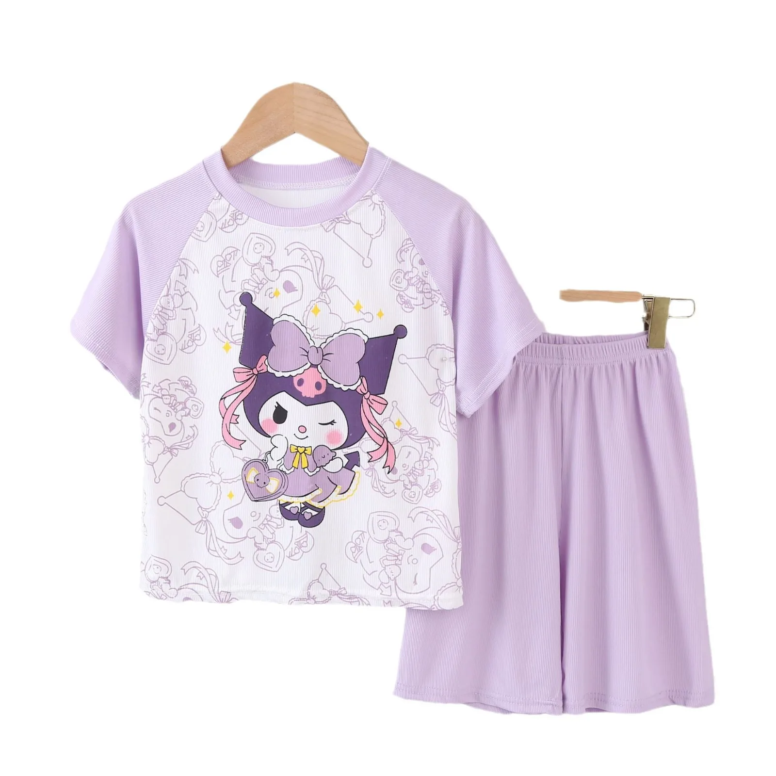 Sanrio Children's Ice Silk Home Wear Summer Boys and Girls Cartoon Leisure Air Conditioning Clothes Baby Home Cool Feeling Set