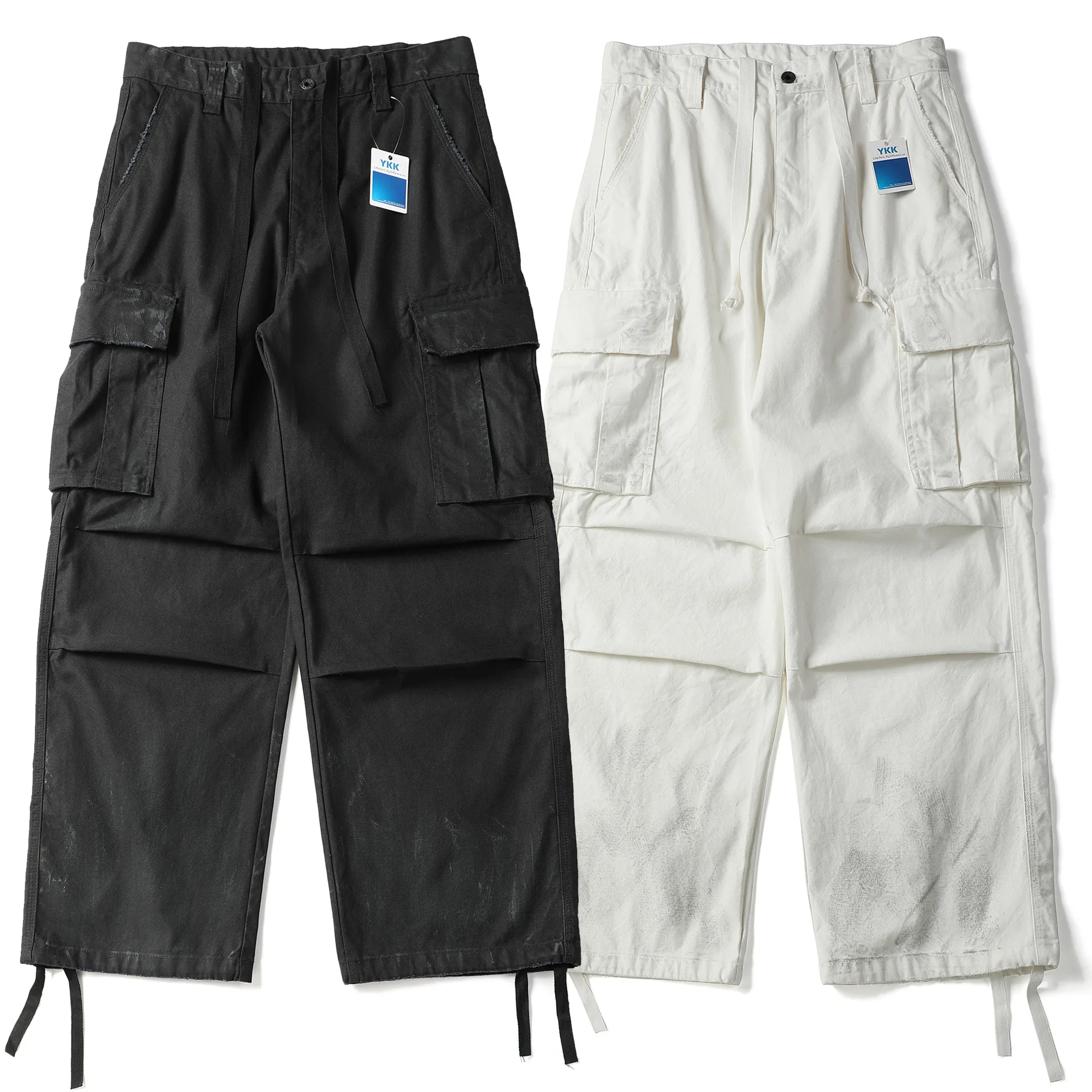 

Retro Japanese Sle Amekajiki Workwear Casual Pants Men's Loose Trousers with Multiple kets Waed out Long Trousers