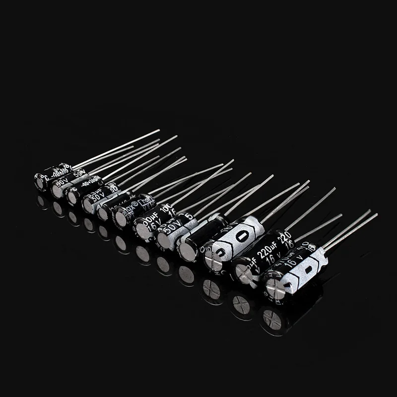Kit de condensadores electrolíticos de aluminio, 120 Uds., 16V, 25V, 50V, 12 valores, 1uF ~ 470uF para paquete de componentes de condensadores electrónicos DIY