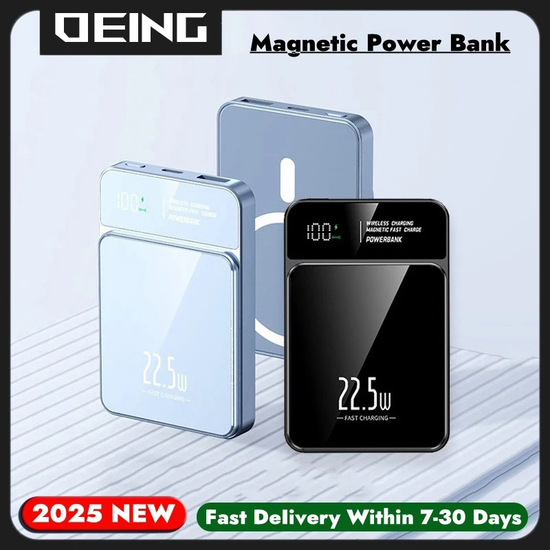 

2025 New 10000mAh Macsafe Power Bank 15W Magnetic Wireless Powerbank 22.5W Fast Charger Portable External Auxiliary Battery Pack
