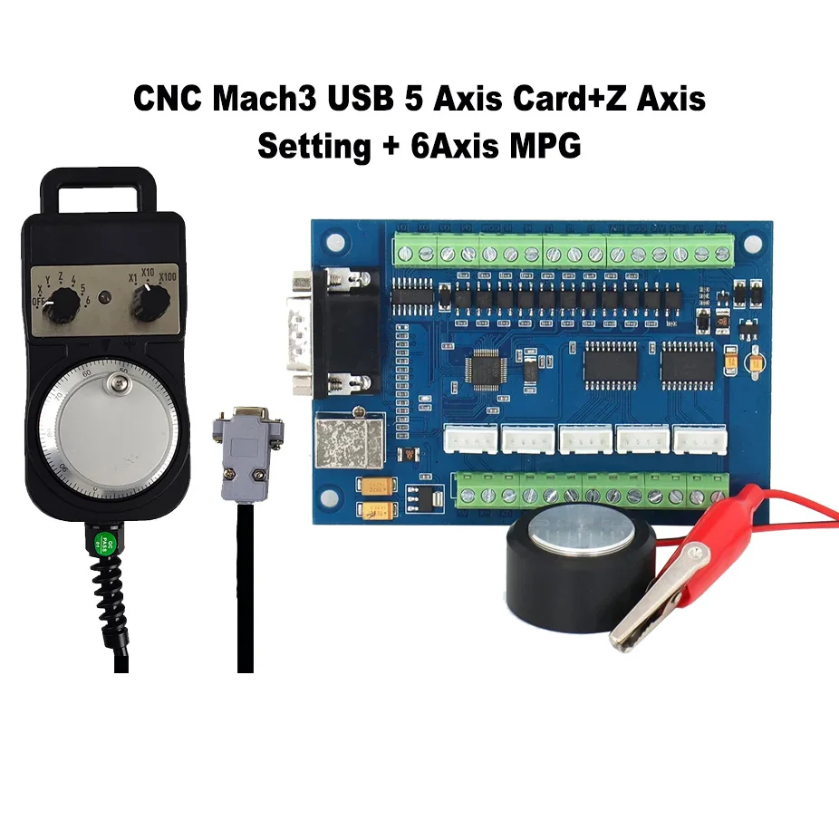 CNC MACH3 USB 5 Axis 100KHz USB CNC Smooth Stepper Motion Controller Card Breakout Board +Z Axis Setting+6Axis MPG 