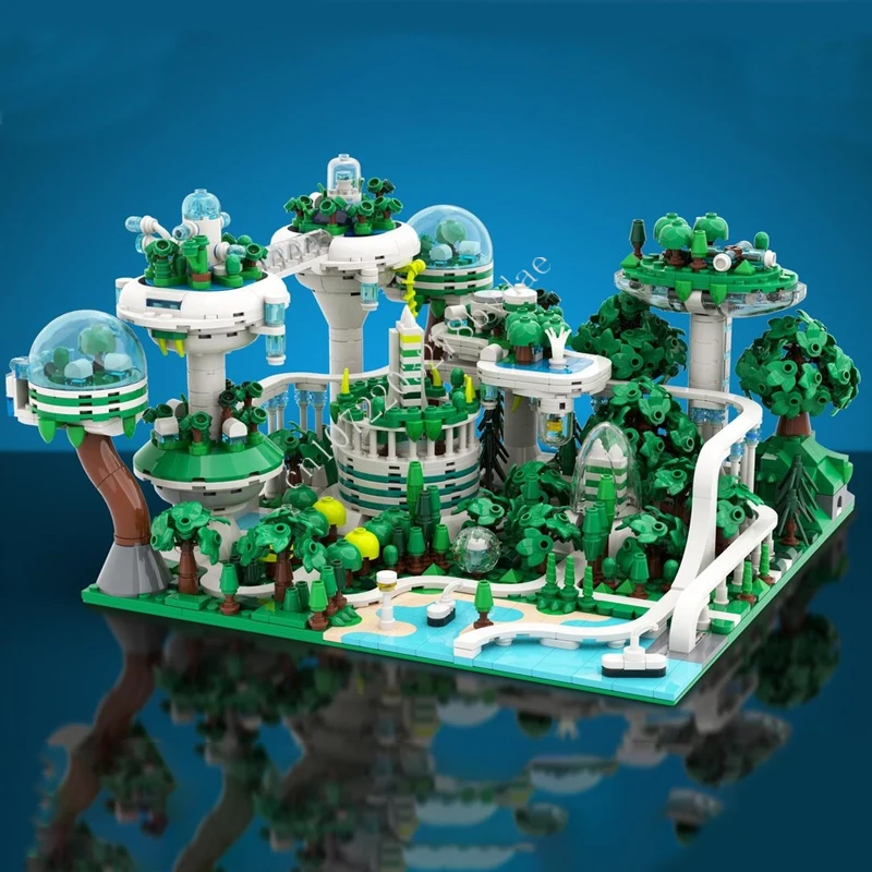

1821PCS Future Green City MOC streetview Puzzles Sets Architecture Creative Assembly Christmas Birthday Toys Gift for Adults Age