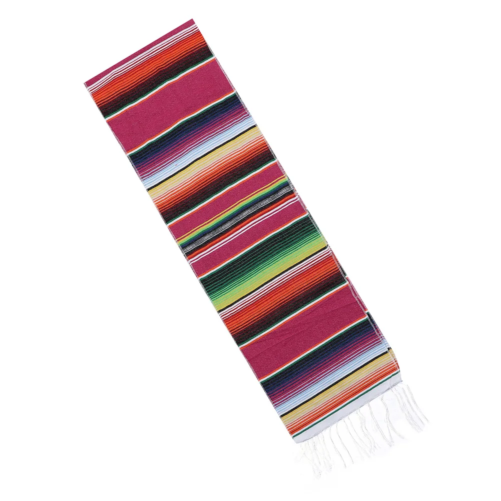 

Mexico Style Table Runner Rainbow Color Decorative Tablecloth for Family Dinner Party Picnic Table Cover Decor