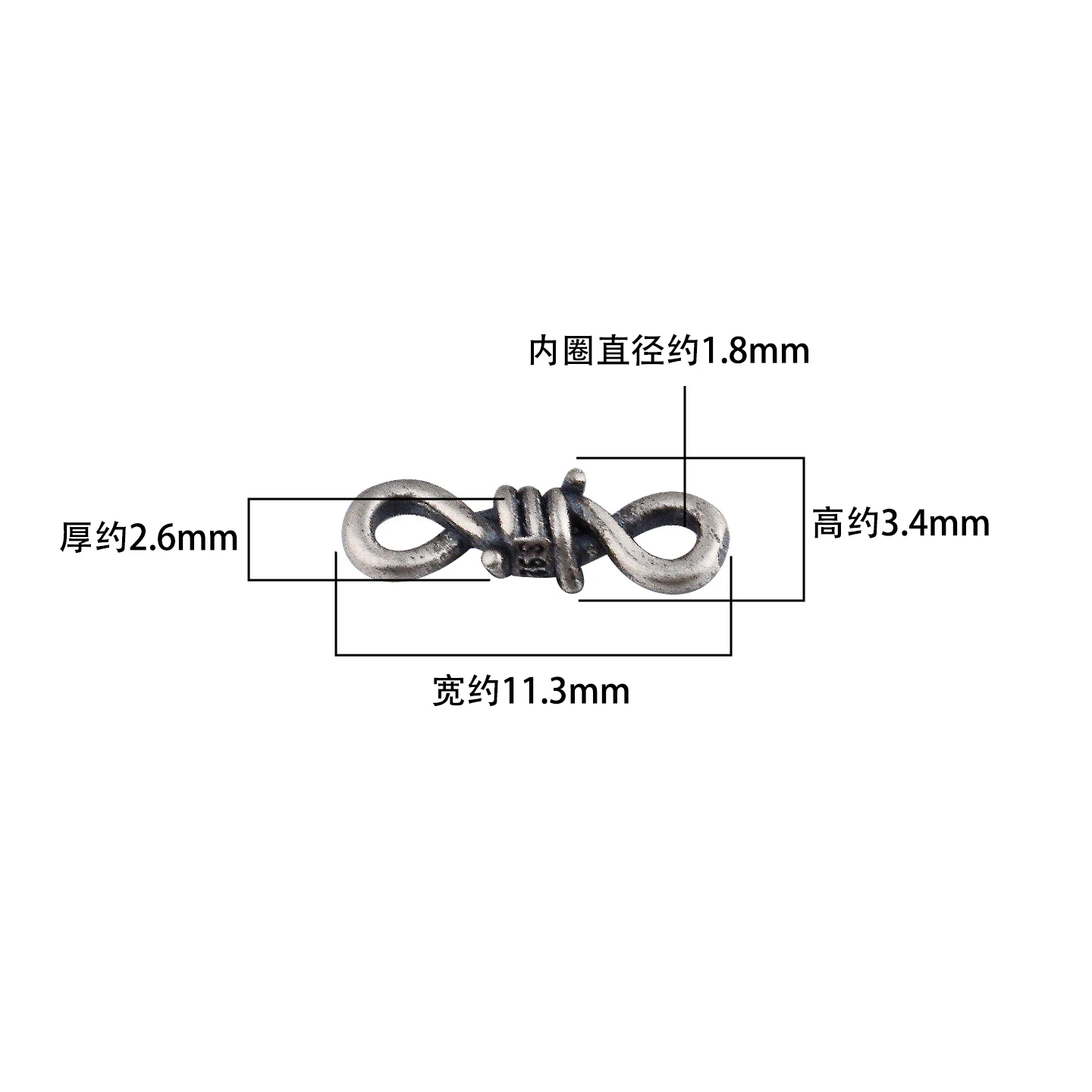 S925 pure silver small pendant beads rotating threaded twist closed double ring DIY braided string bracelet accessory
