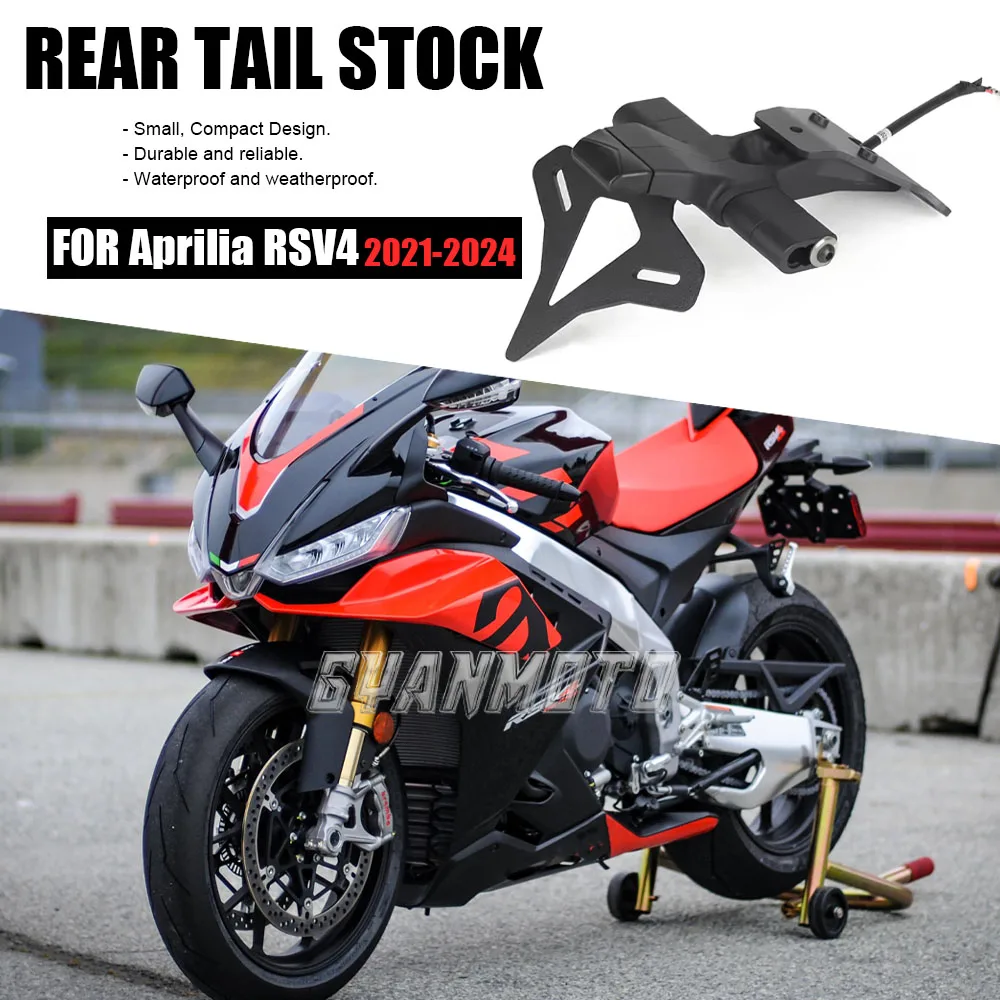 

Motorcycle Rear Short Tail Stock Tidy License Plate Holder Tailstock Bracket With LED Light For Aprilia RSV4 RS V4 2021-2024