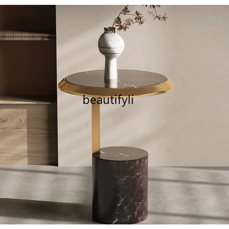 

Living Room Marble Creative Small Table Light Luxury High-End Designer Chic Style Italian Minimalist round C Shape Side Table