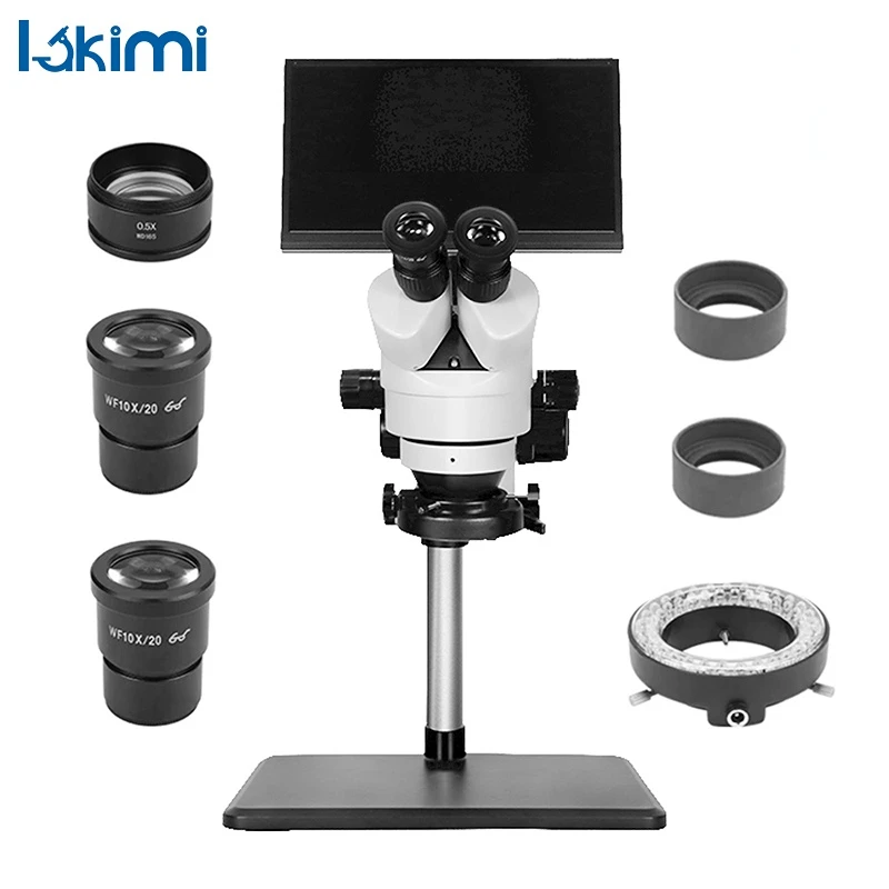 

Lakimitools Trinocular LCD Digital Stereo Zoom Microscope, 7X-45X Magnification, LED Light, Boom-Arm Stand,LK-MH03B