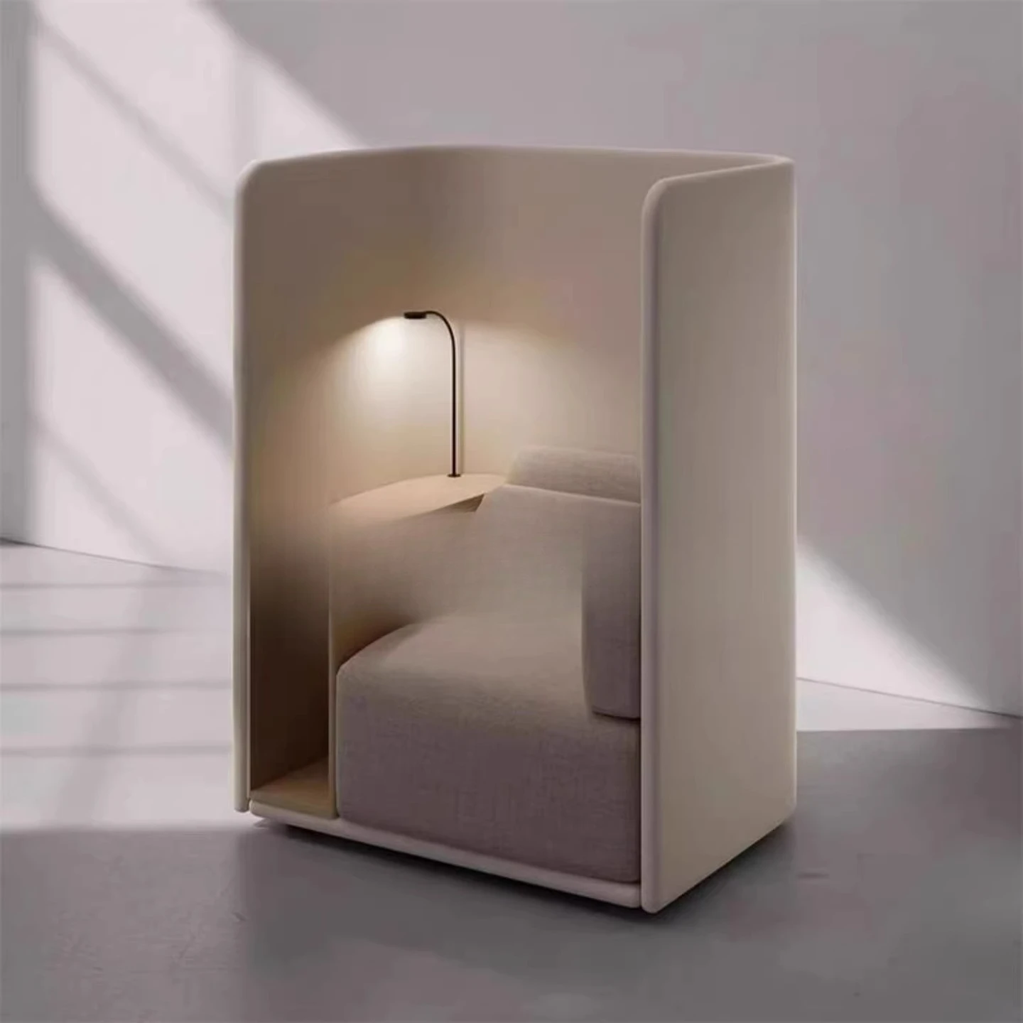 Modern Minimalist High Back Sofa Chair with Small Table Library Business Negotiation Waiting Area Private Space Customizable